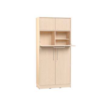 Echtholz Hochschrank H 192 cm, mit Steharbeitsplatz, Bügelgriff, abschliessbar (098535)