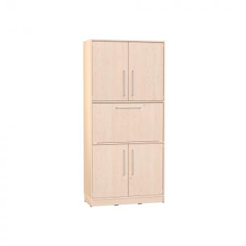 Echtholz Hochschrank H 192 cm, mit Sekretär (Fronten Birke, Bügelgriff, abschliessbar)