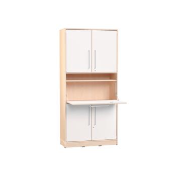 Echtholz Hochschrank H 192 cm, mit Sekretär, Bügelgriff, abschliessbar (098536)