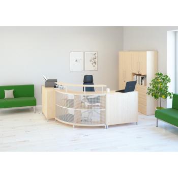 Echtholz Rezeptionstresen mit Aufsatz, Viertelkreis (098548)