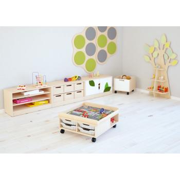 Echtholz Mobiler Spieltisch, quadratisch, H 35 cm