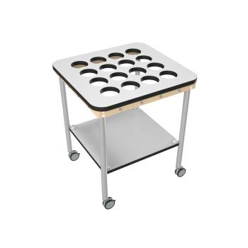 Zahnputzbecherwagen, Quadrat, 16 Becher - grau