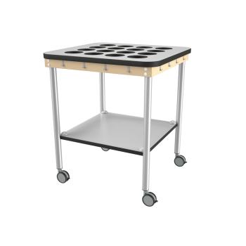 Zahnputzbecherwagen, Quadrat, 16 Becher - grau