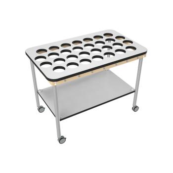 Zahnputzbecherwagen, Rechteck, 26 Becher - grau