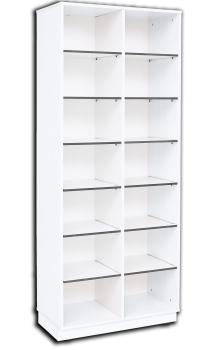 Quadro Regal mit CDF-Fachböden, 14 Fächer, weiss