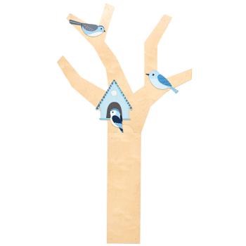 Applikationen-Set, Vogelhaus mit Vögeln, blau