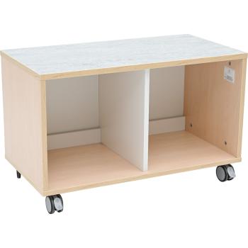 Quadro - Flüsterschrank S mit Mittelwand, B 79, Ahorn Jylland - auf Rollen - Linoleum grau