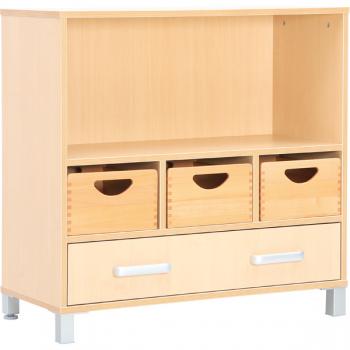 Flexi Schrank M mit Schublade und Fach für Ordner, B 89, auf Beinen