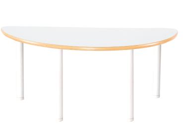 Halbrunder Tisch Flexi, höhenverstellbar 40-58 cm, weiss