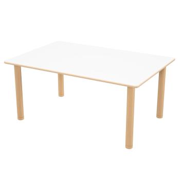 Flexi Rechteckiger Tisch, 120 x 80 cm, hvstb. 58-76 cm - weiss, Beine Buche natur