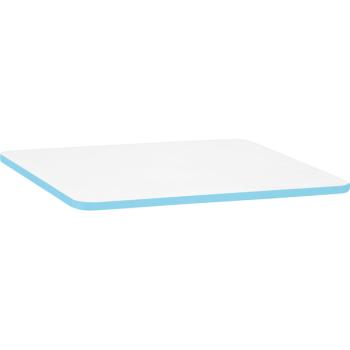 Tischplatte Quadro rechteckig, 120x65 cm, weiss, Kante hellblau