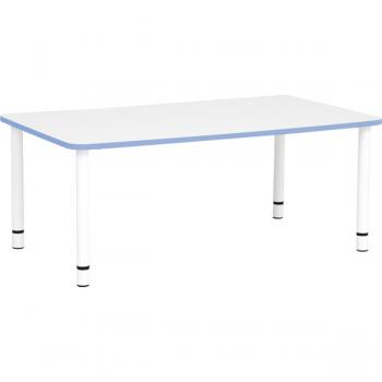 Tischplatte Quadro rechteckig, 120x65 cm, weiss, Kante blau