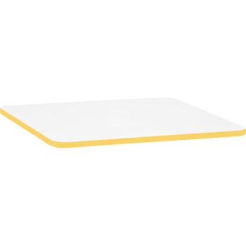 Tischplatte Quadro rechteckig, 120x65 cm, weiss, Kante gelb