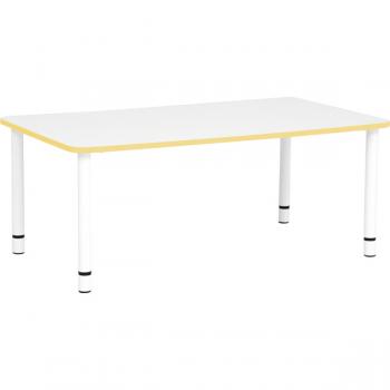 Tischplatte Quadro rechteckig, 120x65 cm, weiss, Kante gelb