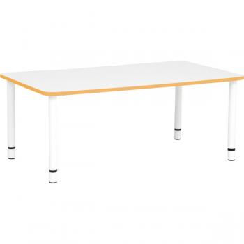Tischplatte Quadro rechteckig, 120x65 cm, weiss, Kante orange