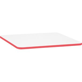Tischplatte Quadro rechteckig, 120x65 cm, weiss, Kante rot