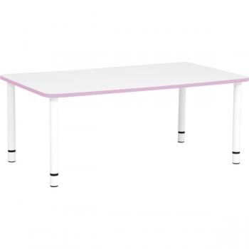Tischplatte Quadro rechteckig, 120x65 cm, weiss, Kante flieder