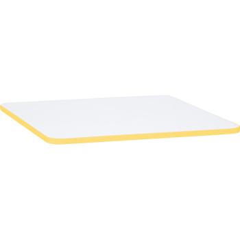 Tischplatte Quadro quadratisch, weiss, Kante gelb