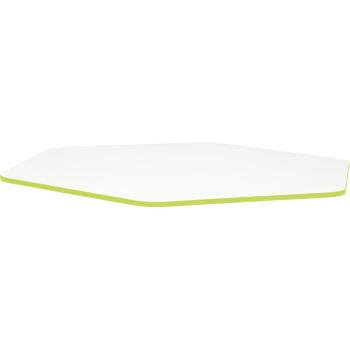 Tischplatte Quadro sechseckig, weiss, Kante grün