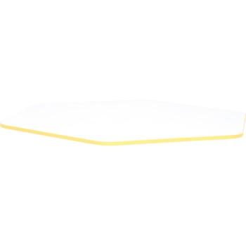 Tischplatte Quadro sechseckig, weiss, Kante gelb