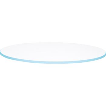 Tischplatte Quadro rund, weiss, Kante hellblau