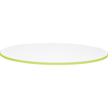 Tischplatte Quadro rund, weiss, Kante grün