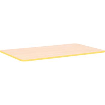 Tischplatte Quadro rechteckig, 120x65 cm, Ahorn, Kante gelb