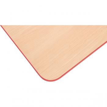 Tischplatte Quadro rechteckig, 120x65 cm, Ahorn, Kante rot