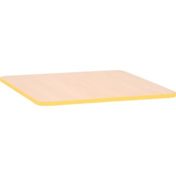 Tischplatte Quadro quadratisch, Ahorn, Kante gelb