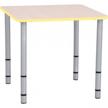 Tischplatte Quadro quadratisch, Ahorn, Kante gelb