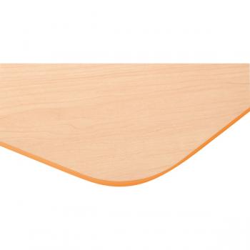 Tischplatte Quadro sechseckig, Ahorn, Kante orange