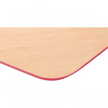 Tischplatte Quadro sechseckig, Ahorn, Kante rot