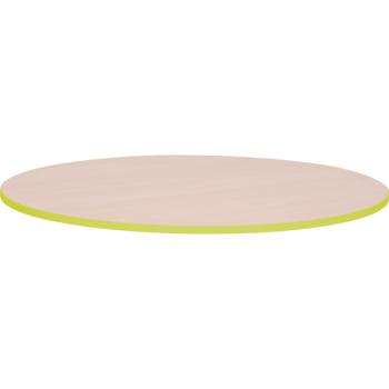 Tischplatte Quadro rund, Ahorn, Kante grün