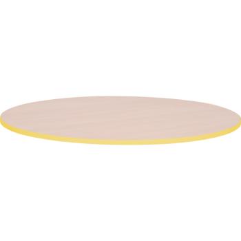 Tischplatte Quadro rund, Ahorn, Kante gelb