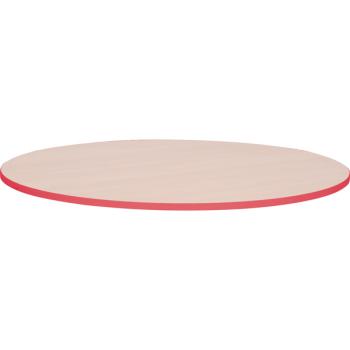 Tischplatte Quadro rund, Ahorn, Kante rot