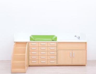 Wickelkommoden-Landschaft, T 75 cm, mit Badewanne