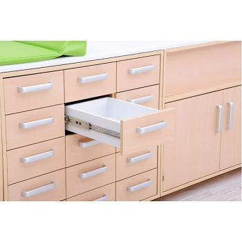 Wickelkommoden-Landschaft 1, T 75 cm, mit Badewanne, Wickelauflage hellgrün