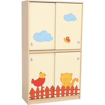Phantasiewelt Schrank mit Hühnchen und Katze