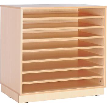 Schrank M mit tiefen Einlegeböden, auf Sockel