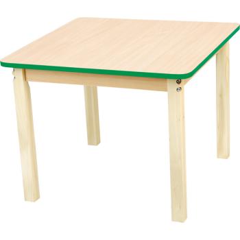 Tischplatte quadratisch, Ahorn, Kante grün
