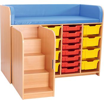 Grosse Wickelkommode, Birke, Treppe links