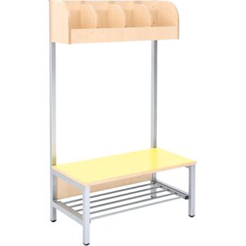 Garderobe Flexi 4 mit Gestell, Sitzhöhe: 35 cm, Fachbreite: 18 cm, gelb