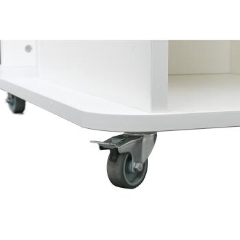 Grossflächiger Mehrzwecktisch auf Rollen, quadratisch, H 37, weiss