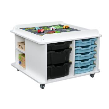 Grossflächiger Mehrzwecktisch auf Rollen, quadratisch, H 57, weiss