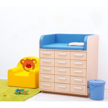 Wickelauflage, Seitenteile aufstellbar, mittel, blau