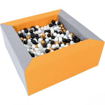 Ballbad 1,5 x 1,5 m, grau-senf, Wandhöhe 60 cm, inkl. Bälle