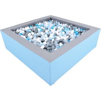 Ballbad 2 x 2 m, grau-hellblau, Wandhöhe 60 cm, inkl. Bälle