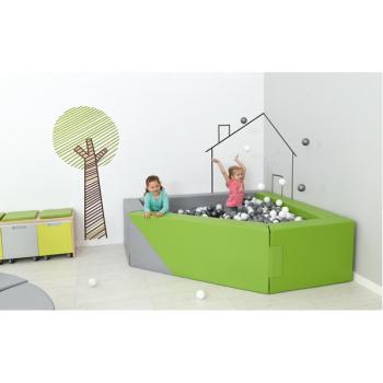 Ballbad 3eckig, grau-hellgrün, H 60 , inkl. Bälle