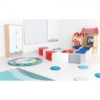 Achtelkreis-Sitz Paolo, kurz, hellgrau