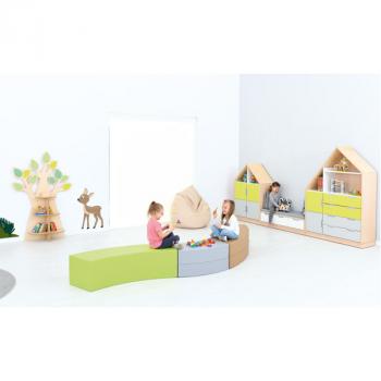 Achtelkreis-Sitz Paolo, lang, hellbraun